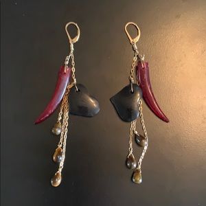 Boho dangle earrings with beads & heart